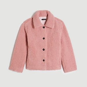 NWT Ann Taylor Petite Short Teddy Coat Pink PS